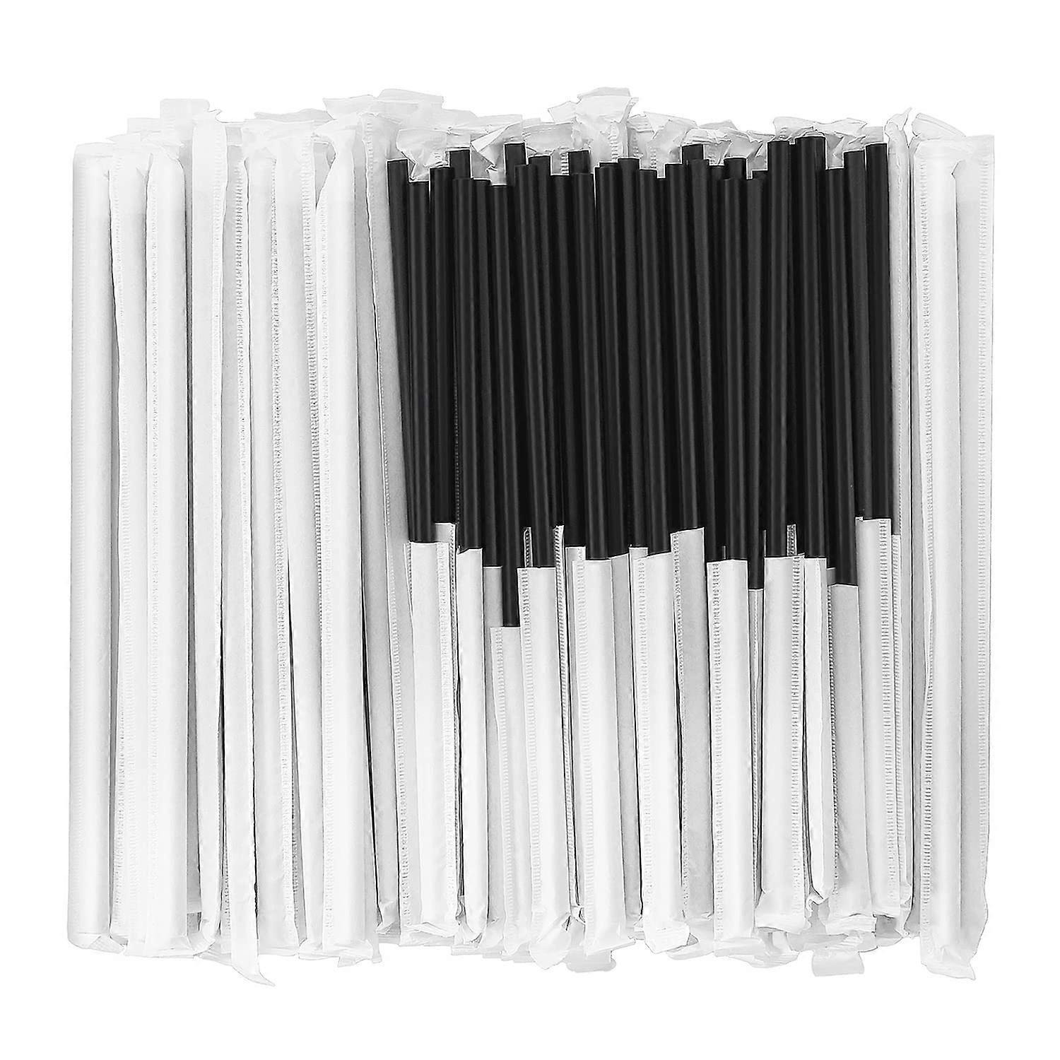 Biodegradable PLA Drinking Straws 100 Pack Compostable PlantBased Black 8.25 Inch Individually Wrapped