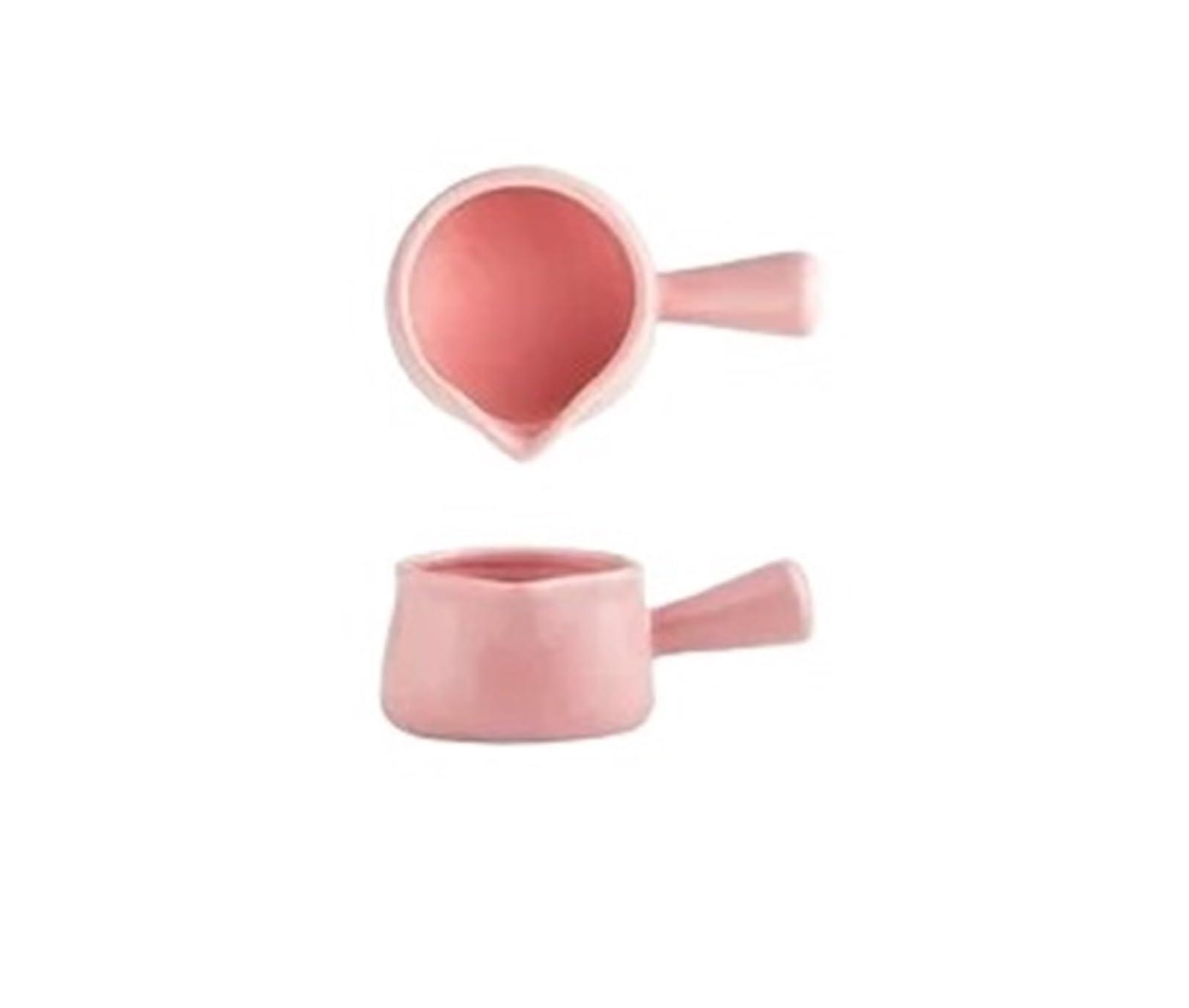 2pcs 80ml Pink Ceramic Coffee Cup with Handle for Latte Art and Creamer Serving