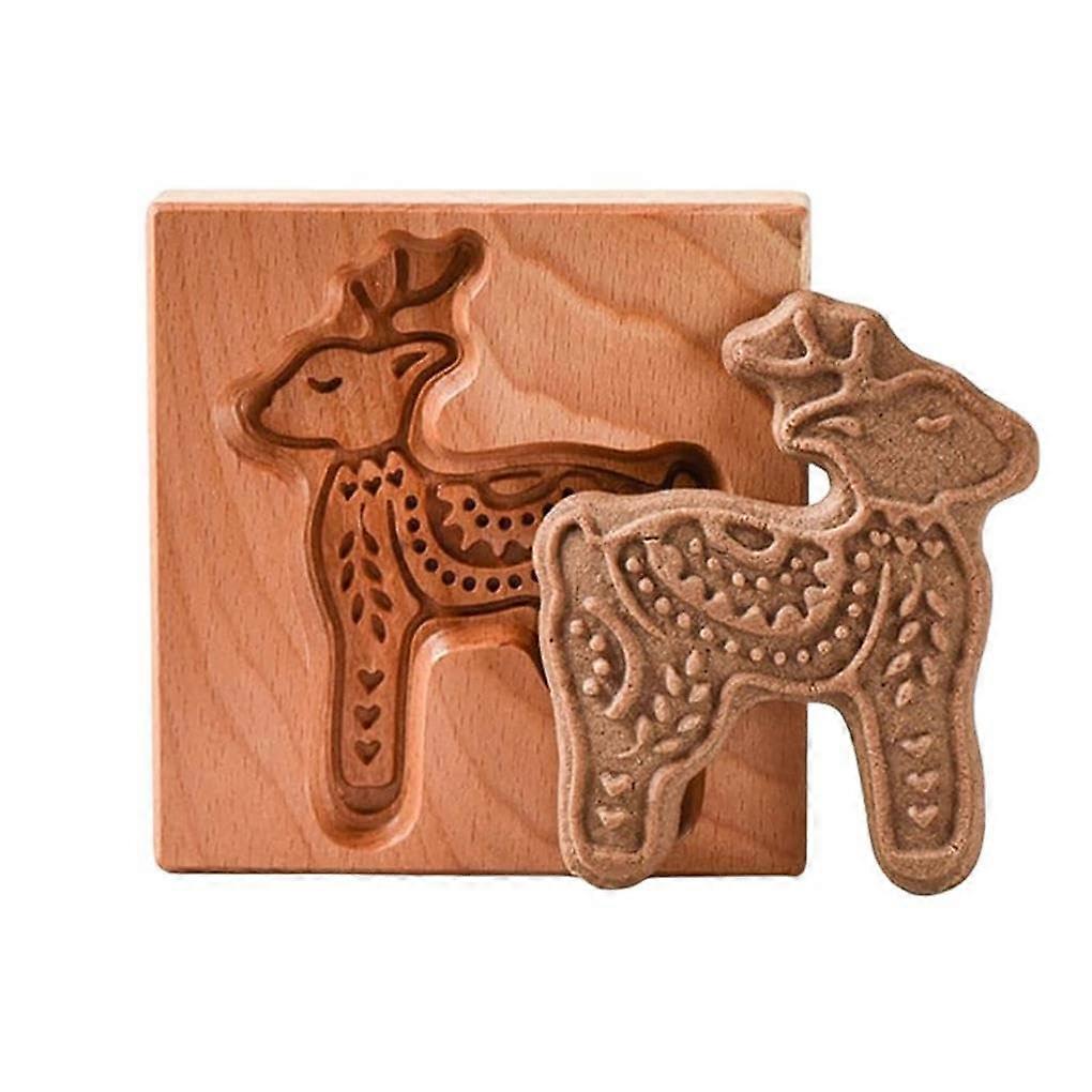 Cookie Mold Biscuit Molding Tool Wooden Deer Shape Baking Press Durable Dessert Craft