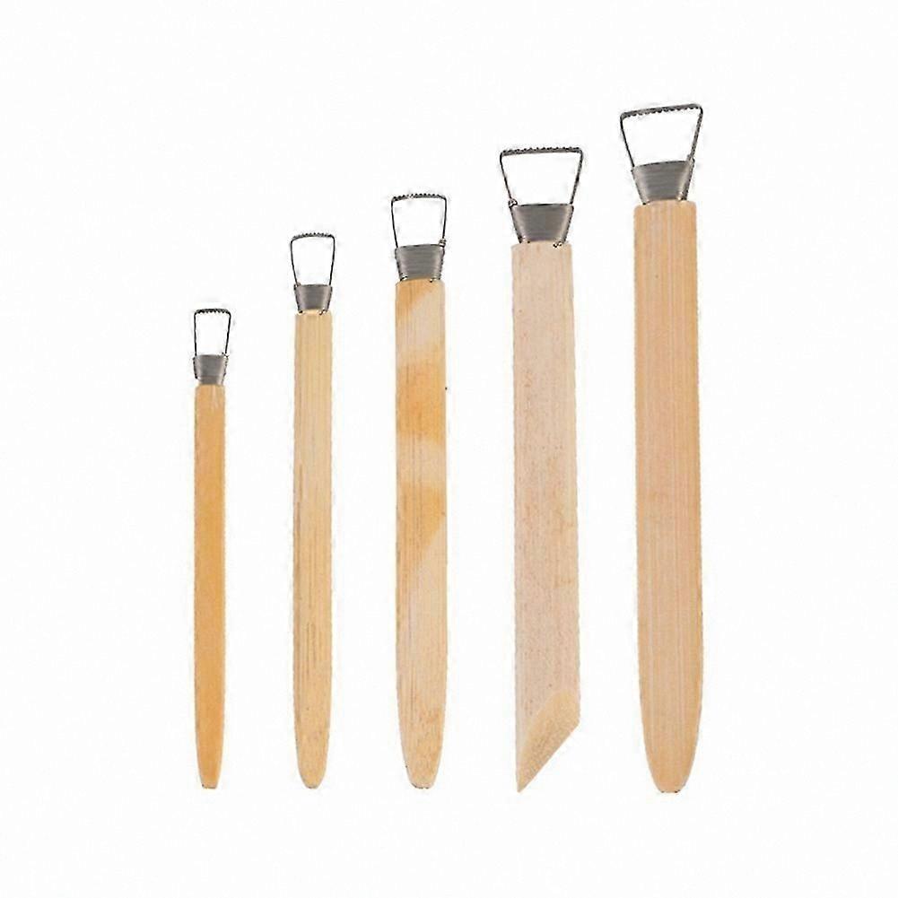 5Pcs Professional Bamboo Clay Tools Set for Pottery Sculpting