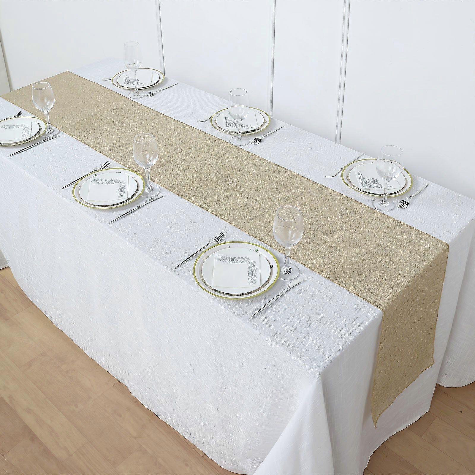 14"x108" Natural Boho Chic Rustic Table Runner Linen Jute Burlap Decor