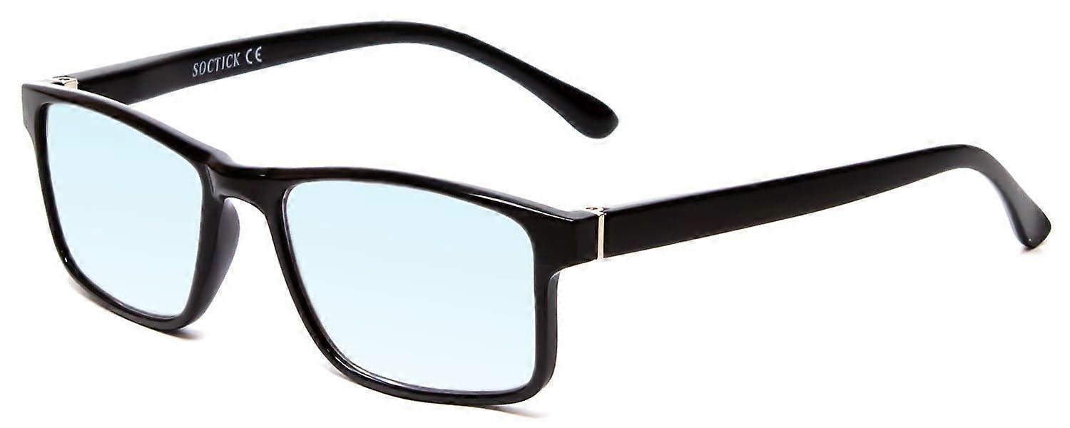 Blue Light Reading Glasses +0.50 Black Frame for Men and Women, Computer Blue Light Filter