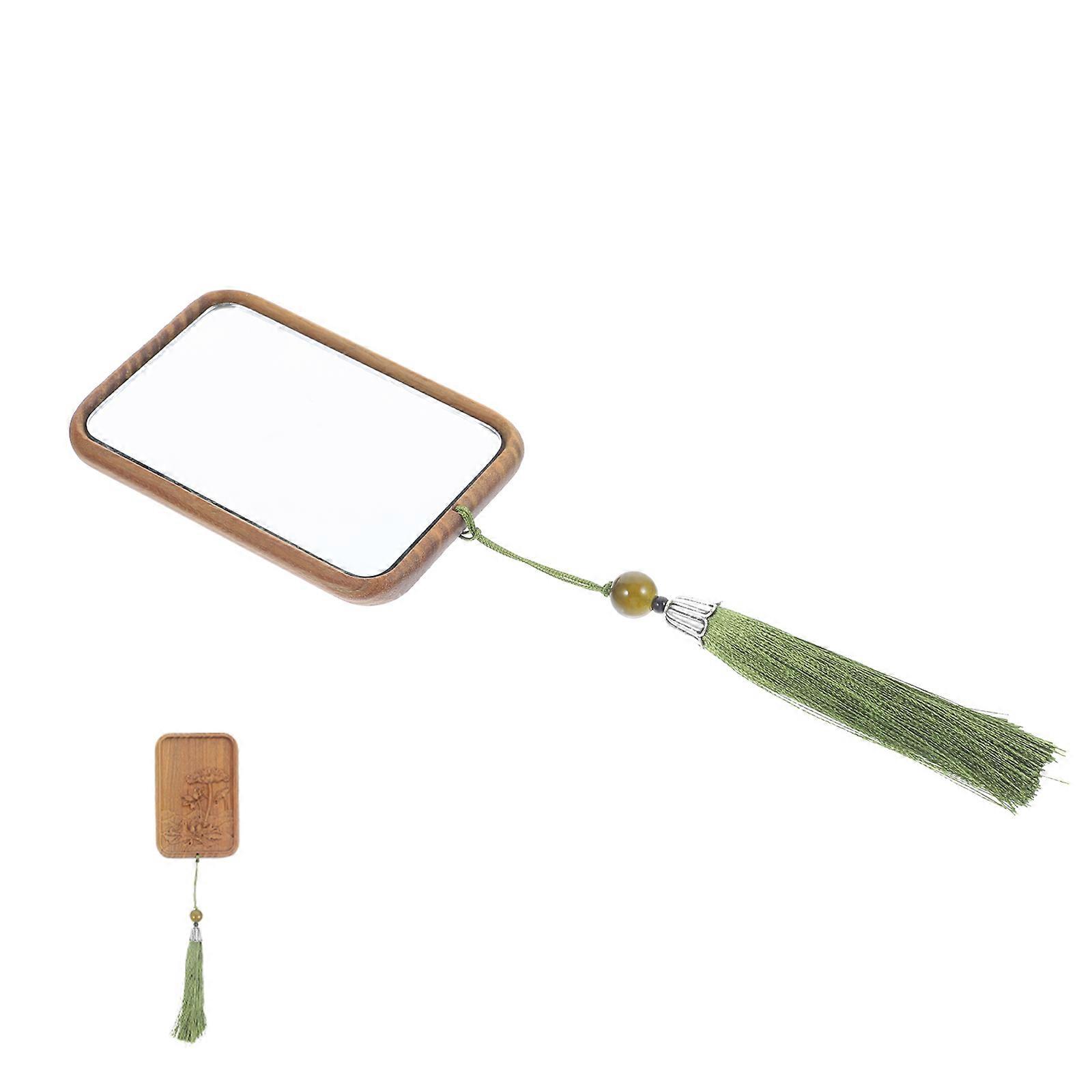 Portable Mini Mirror for Makeup Use Engraving Pattern Pocket Mirror 4Pcs