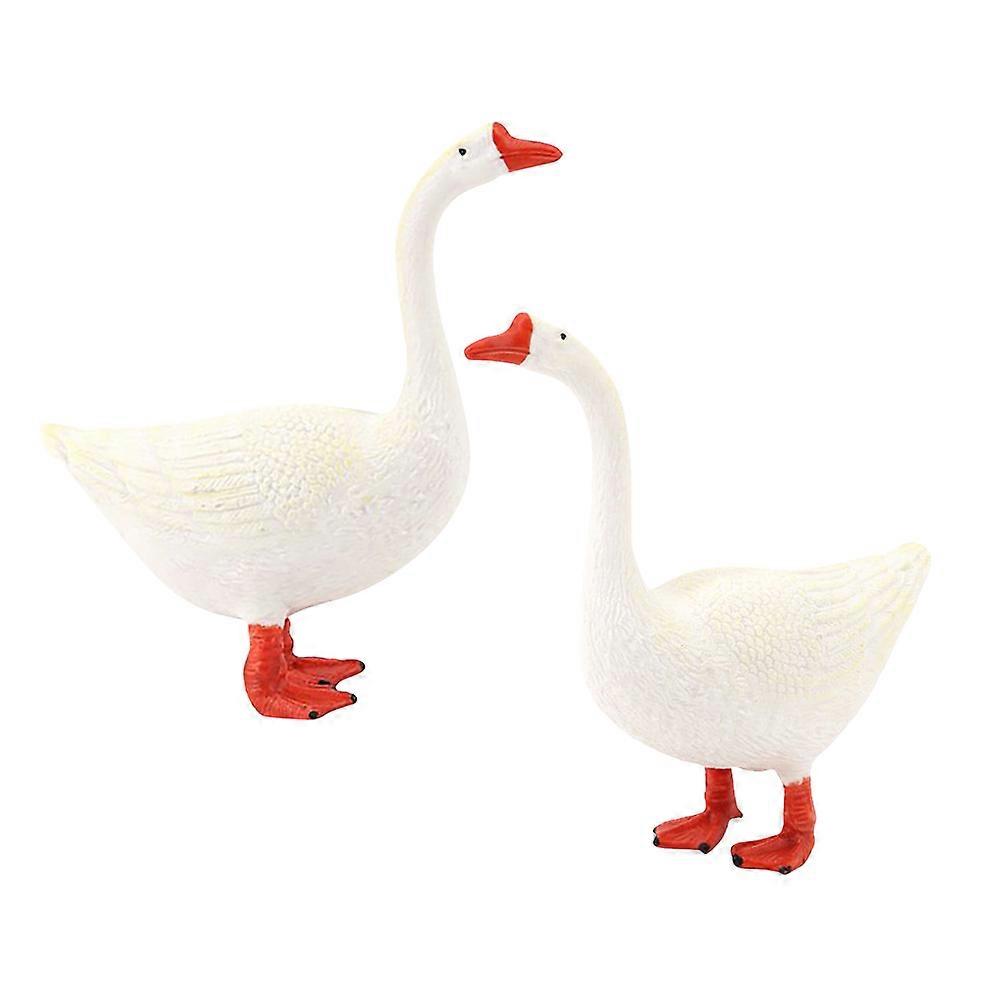 Mini Goose Plastic Statue 2Pcs for Home Table Decoration Educational Figurines