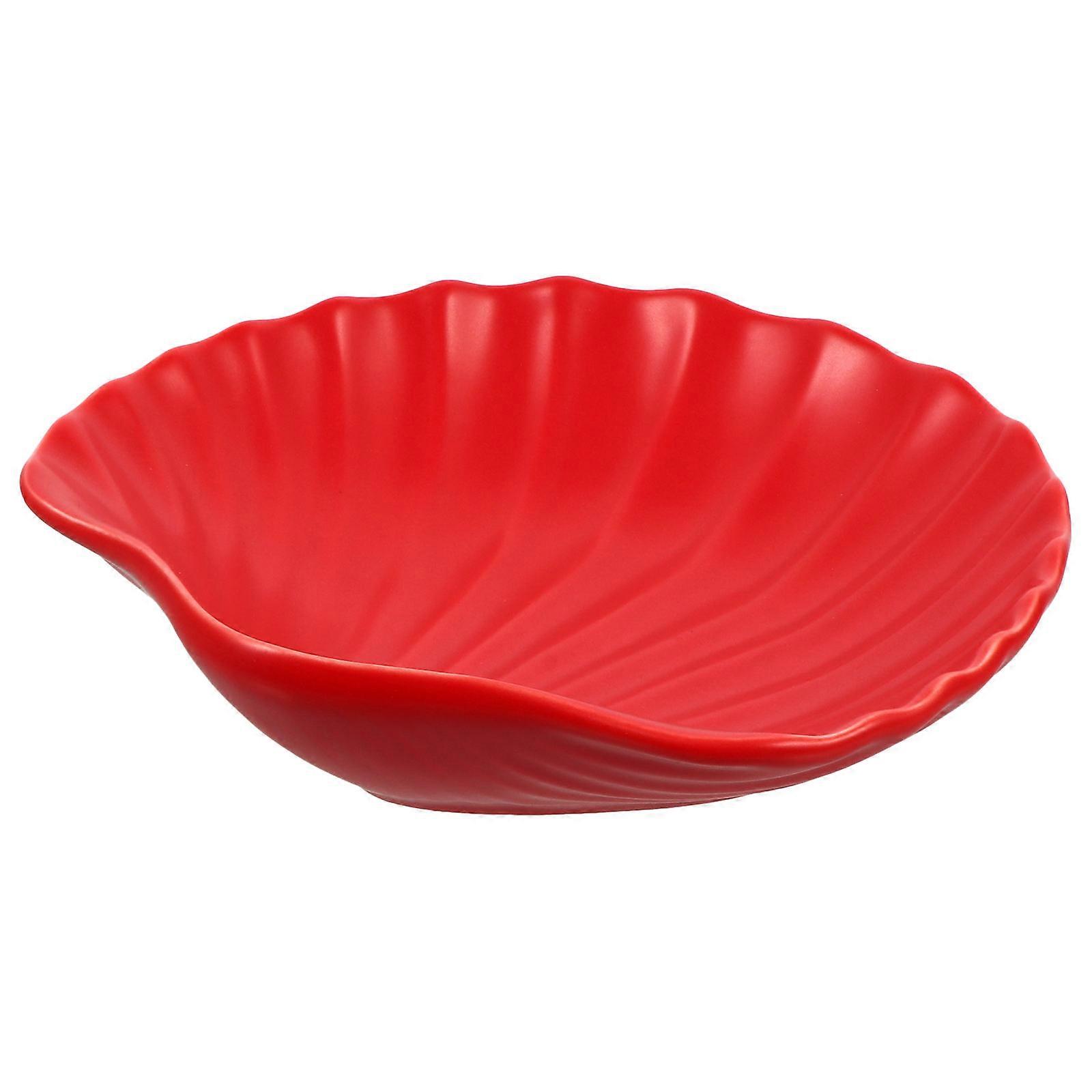 Ceramic Shell Shape Plate for Fruit Serving 1 Piece Red Finish