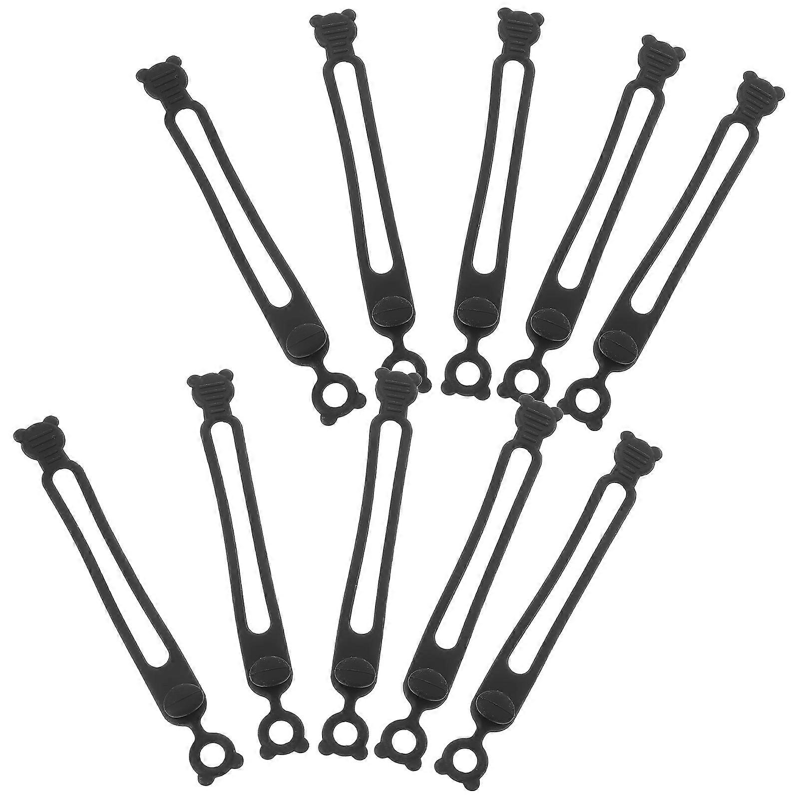 Office Silicone Cable Ties Reusable Zip Ties for Organization 10Pcs Black