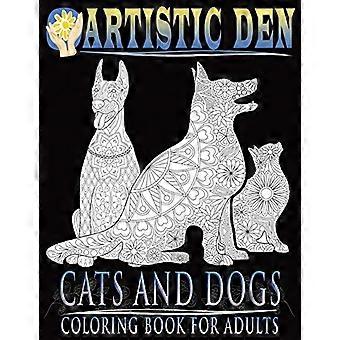 Katten en honden kleurboek voor volwassenen (Floral Tangle Art Therapy) (deel 2)