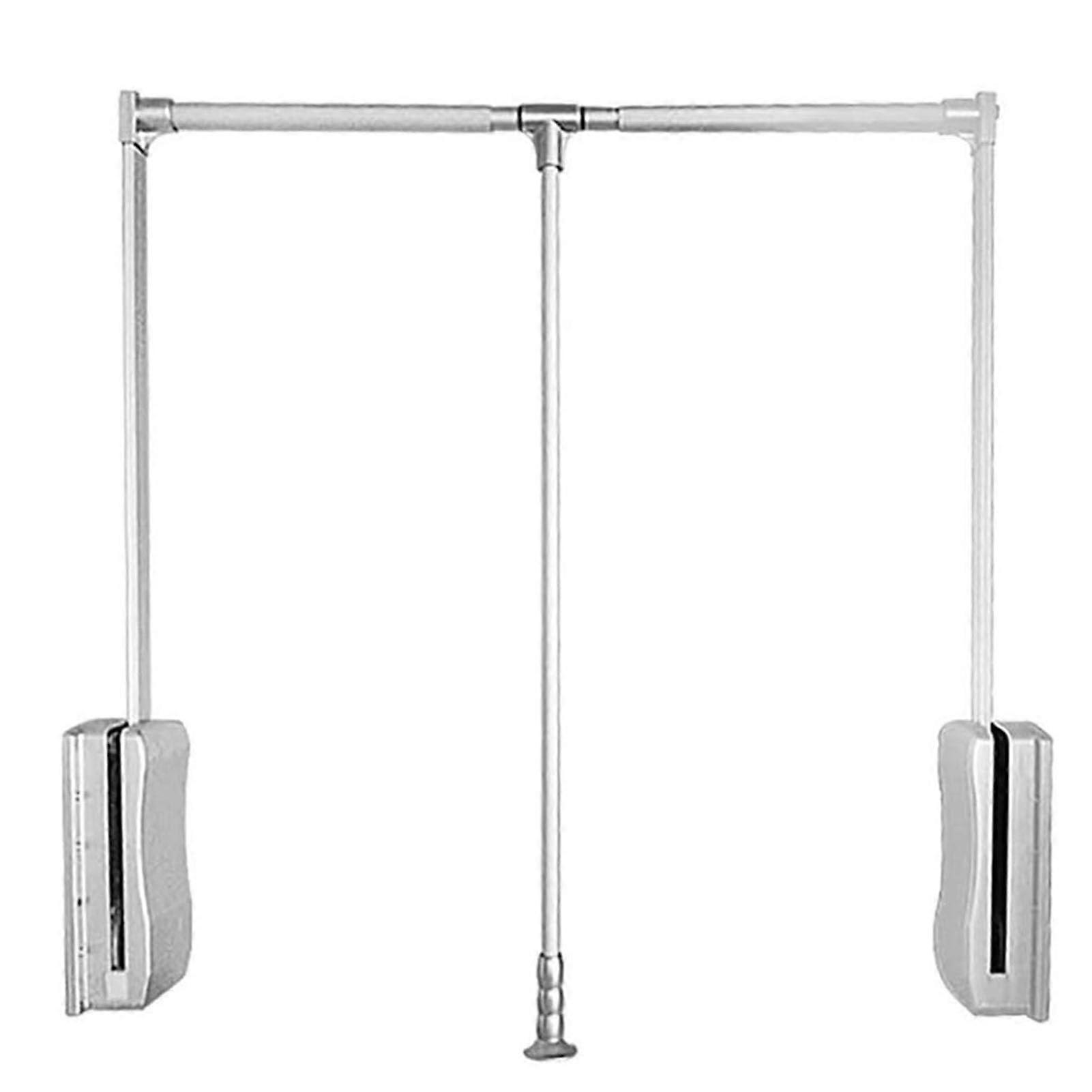 Pull Down Wardrobe Rail with Adjustable Width, Soft Close Retractable Closet Rod, 30kg Capacity
