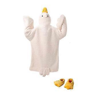 Goose Blanket Hoodie Onesie Adult & Kid,Oversized Warm Duck Wearable Hoodie Blanket with Sleeves,Cozy Sleeping Bag White
