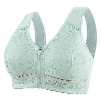 Dames sportbeha met jacquardprint en ritssluiting, draadloos, comfortabel, geschikt voor yoga, ademend, geschikt als nachtbeha met push-up effect, groen, maat 44