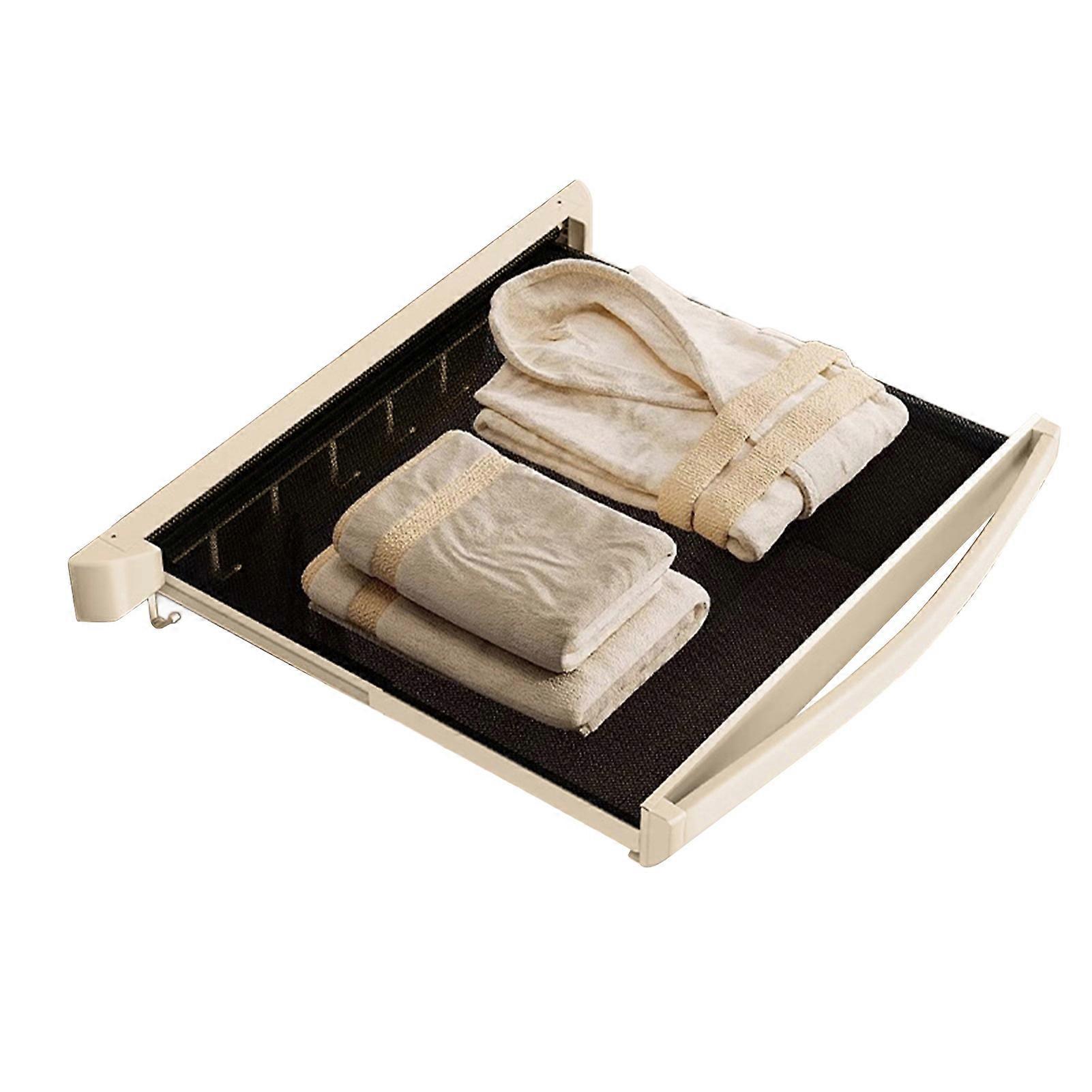 Retractable Clothes Drying Rack with 6 Hooks for Bathroom Balcony
