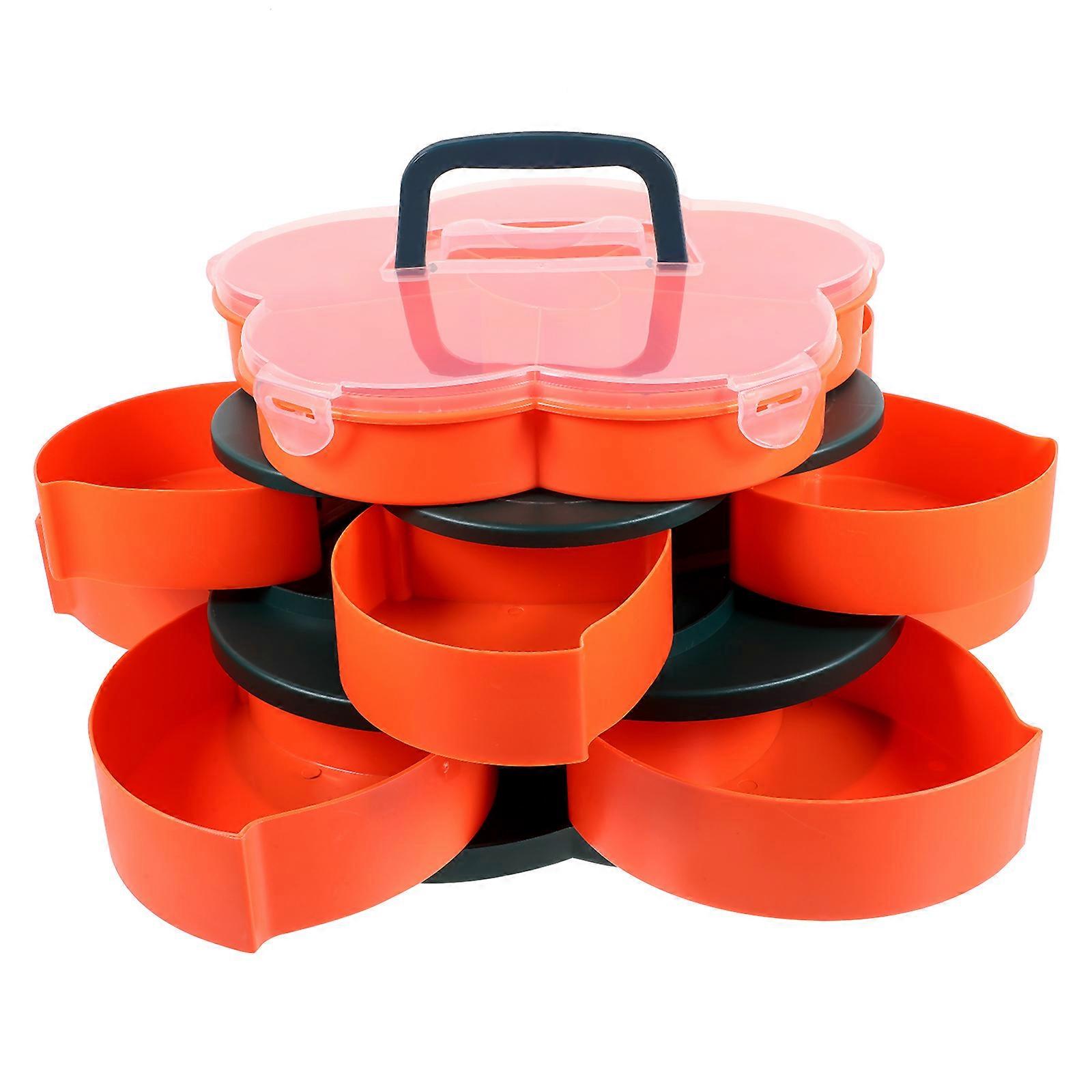 Three-Layer Snack Box Rotating Design for Storage Use 1Pcs Pink