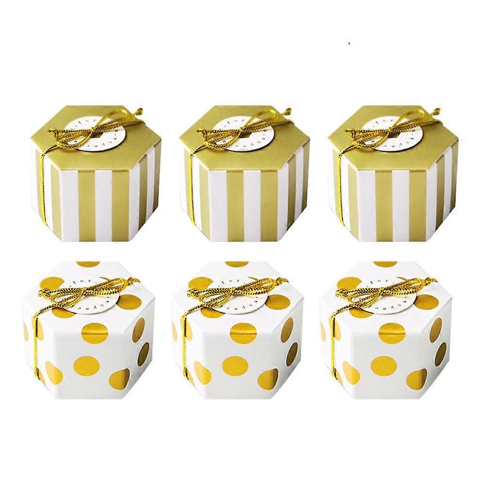 Hexagon Candy Boxes for Candy Storage 50Pcs Mini Gift Boxes with Stripe Design