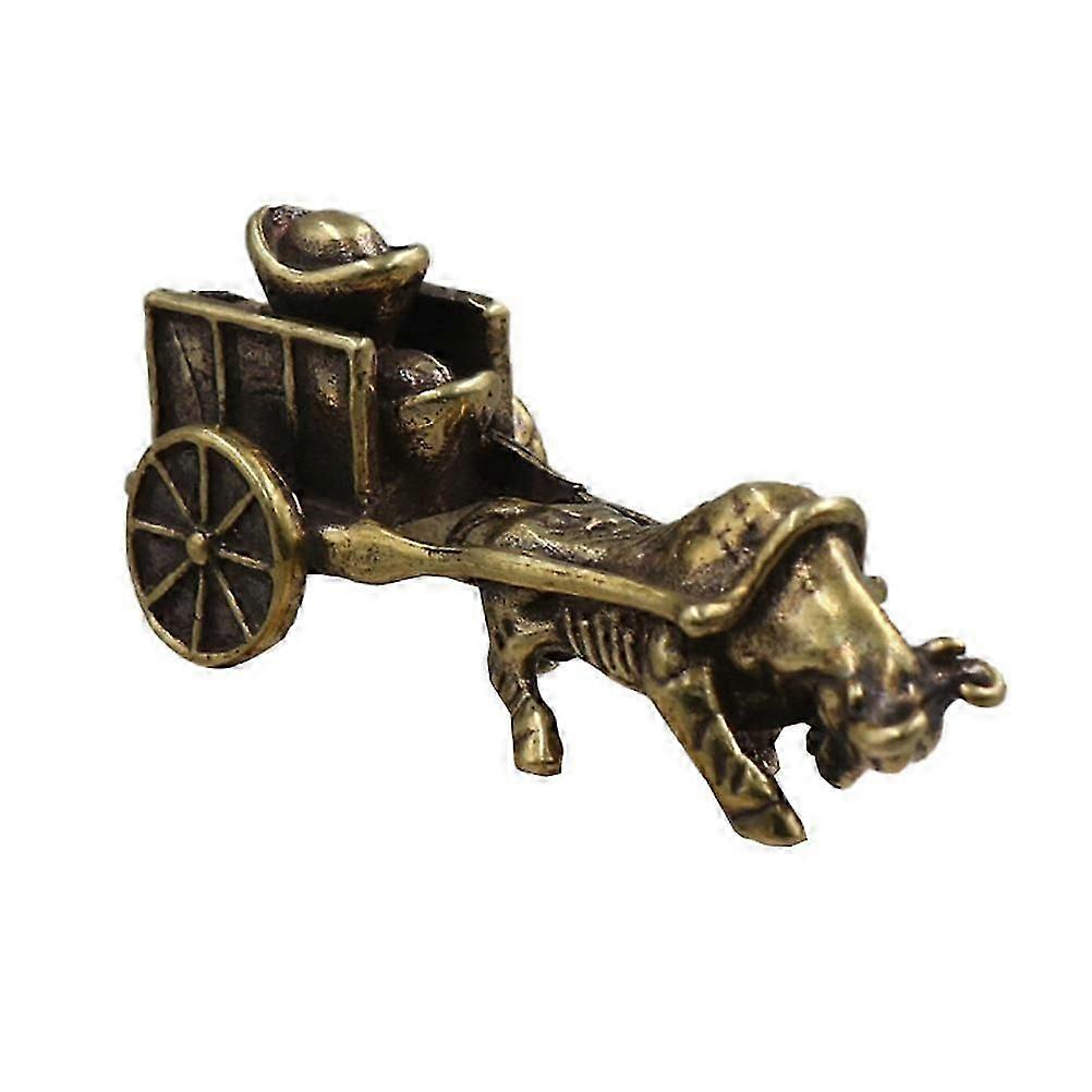 Solid Brass Ox Shape Sculpture Theme Party Accessory Tabletop Ornament 1Set