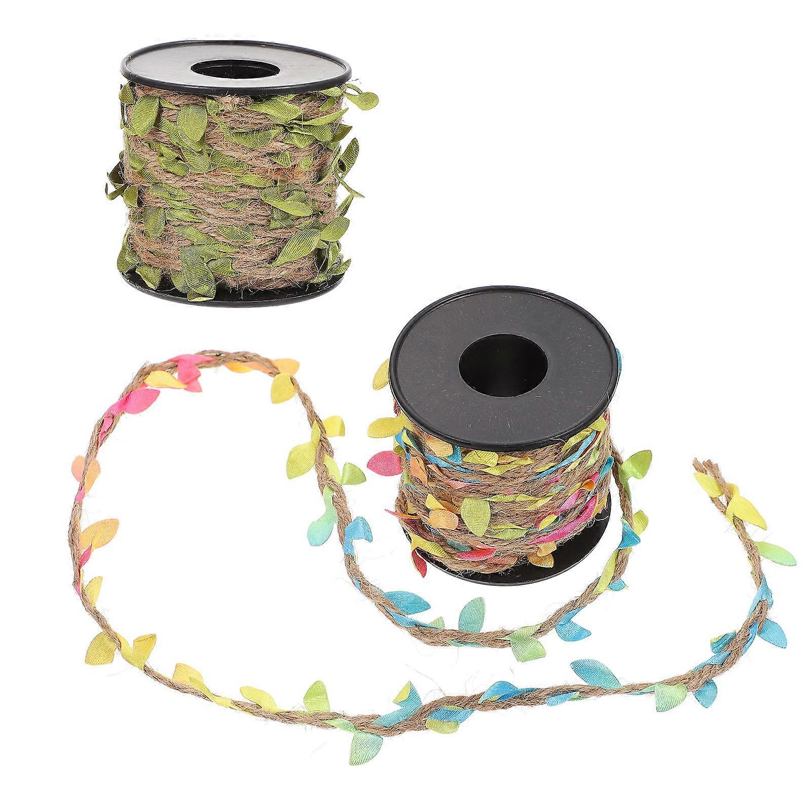 DIY Simulated Leaf Rattan Rope for Decoration 2 Rolls Multi-Function Hemp Rope