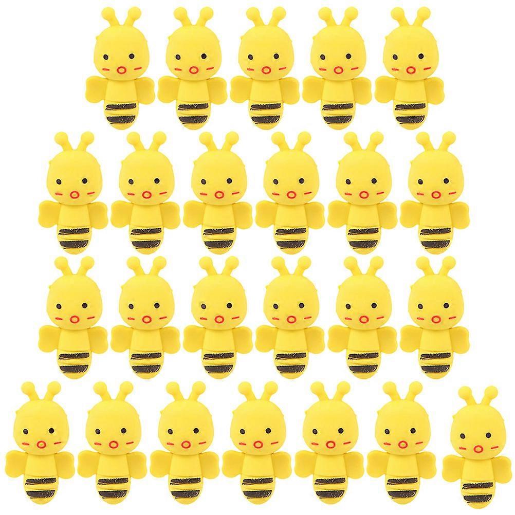 36Pcs Stationery Rubbers Simulation Bee Erasers  Portable Erasers Multi-function Pencil Erasers