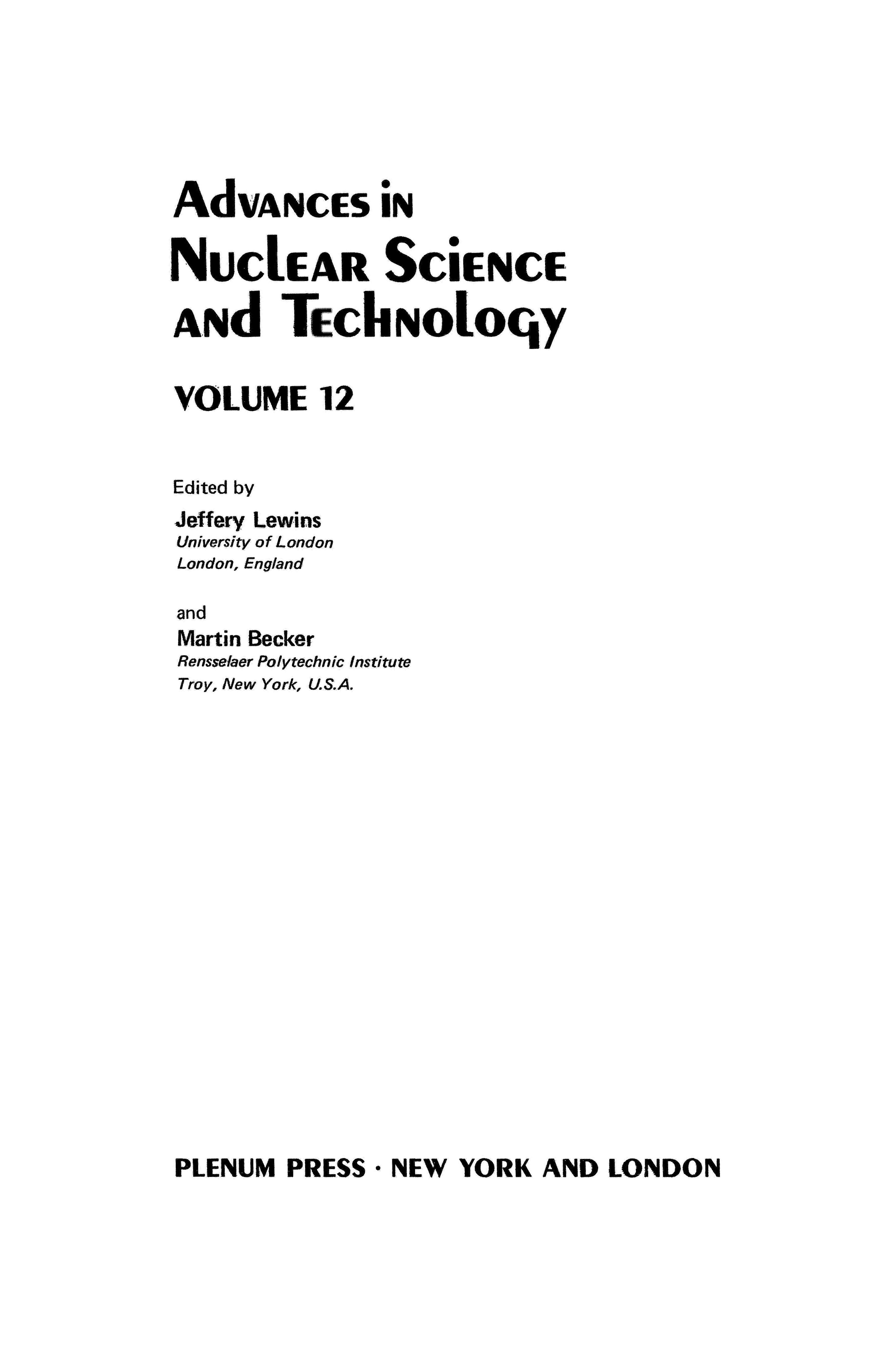 Advances in nuclear science and technology
