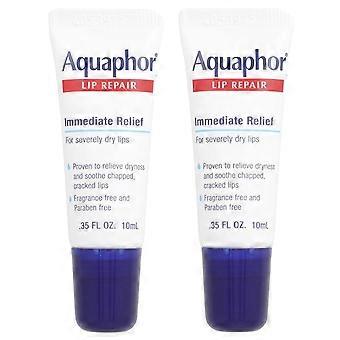 Aquaphor, Lip Repair, Immediate Relief, Fragrance Free, 2 Tubes, 0.35 fl oz (10 ml) Each, 2-Pack