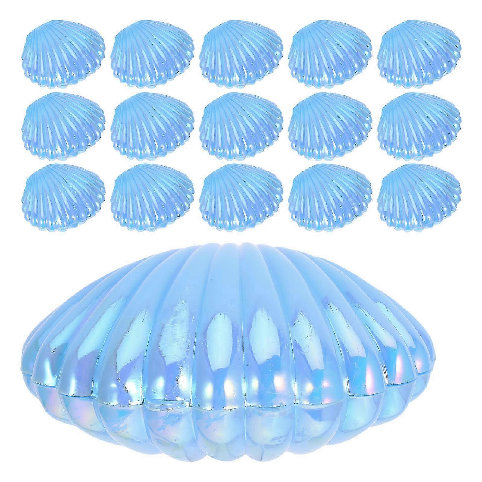Plastic Seashell Candy Boxes compatible with Party Storage Blue Pearlized 24Pcs Set