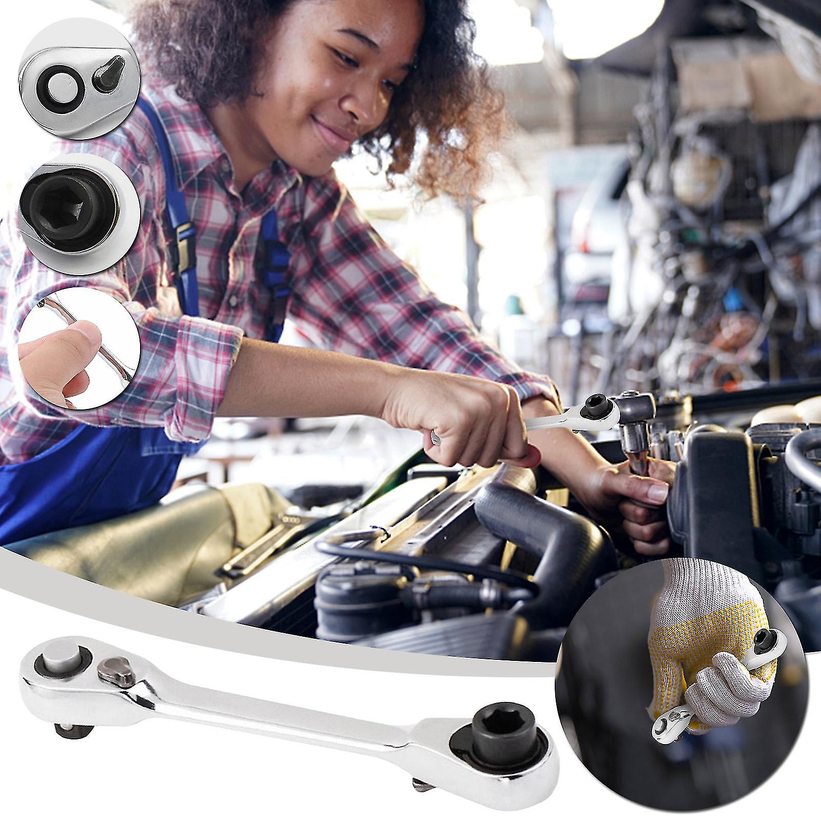 1/4 Ratchet Wrench 72 Tooth Labor-saving Wrench Screwdriver Handle Two-way Socket Wrench