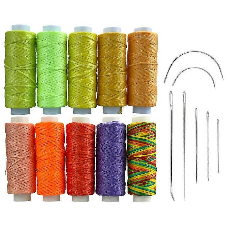 0.8mm Flat Waxed Thread Kit with Needles, Polyester Braided Cord for Leather & Macrame