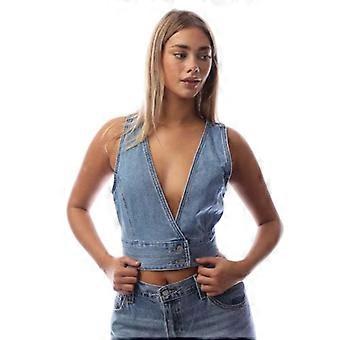 Levi's Damen Raine Denim Crop Top mit tiefem Ausschnitt, ärmellos