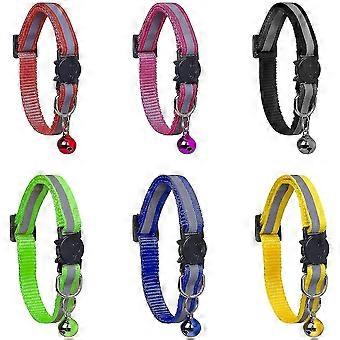 Collares de gato 7pcs con campanas, etiqueta de identificación y tira reflectante, collar de mascotas