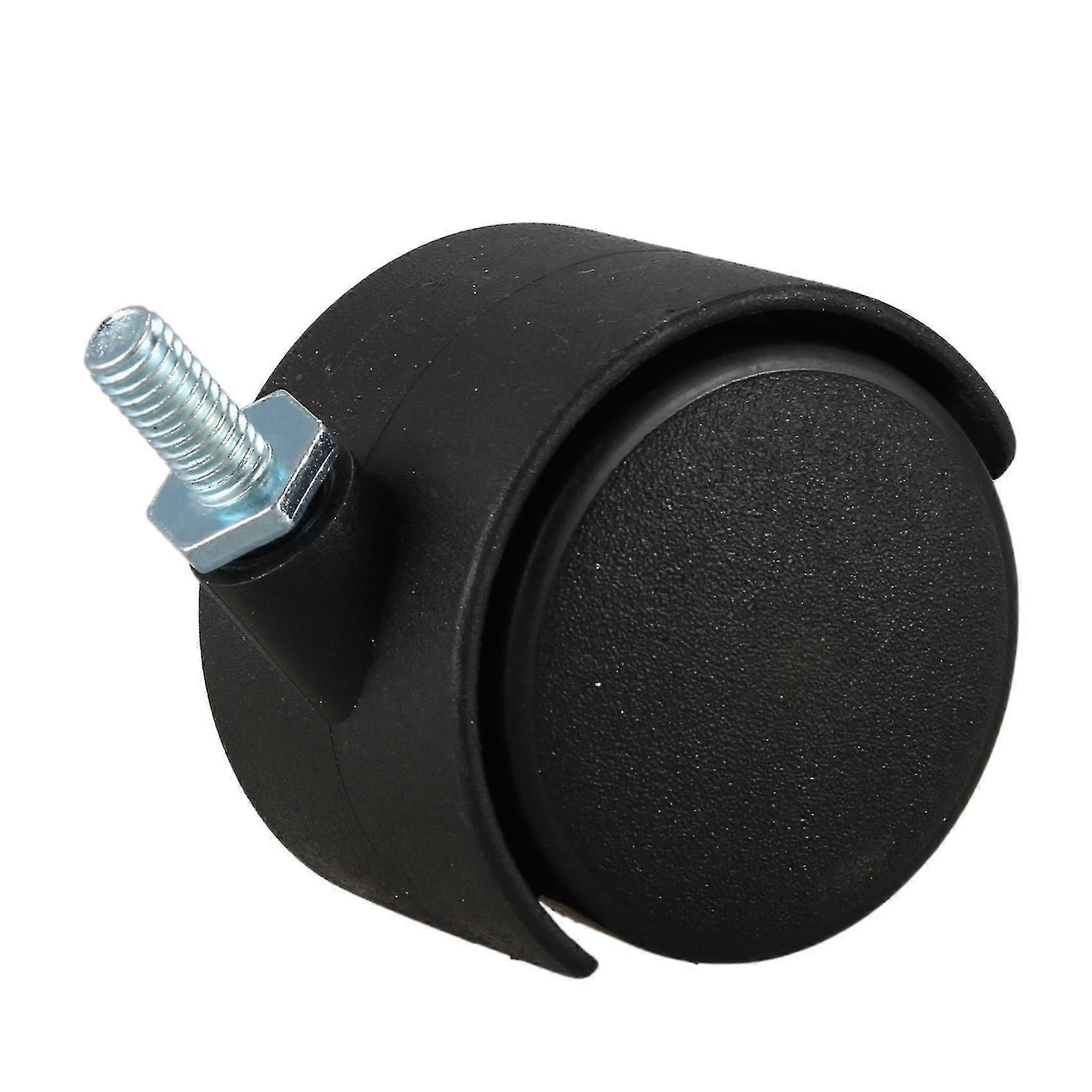 5pcs 6mm Threaded Stem 40mm Dual Wheel Rotatable Caster Black