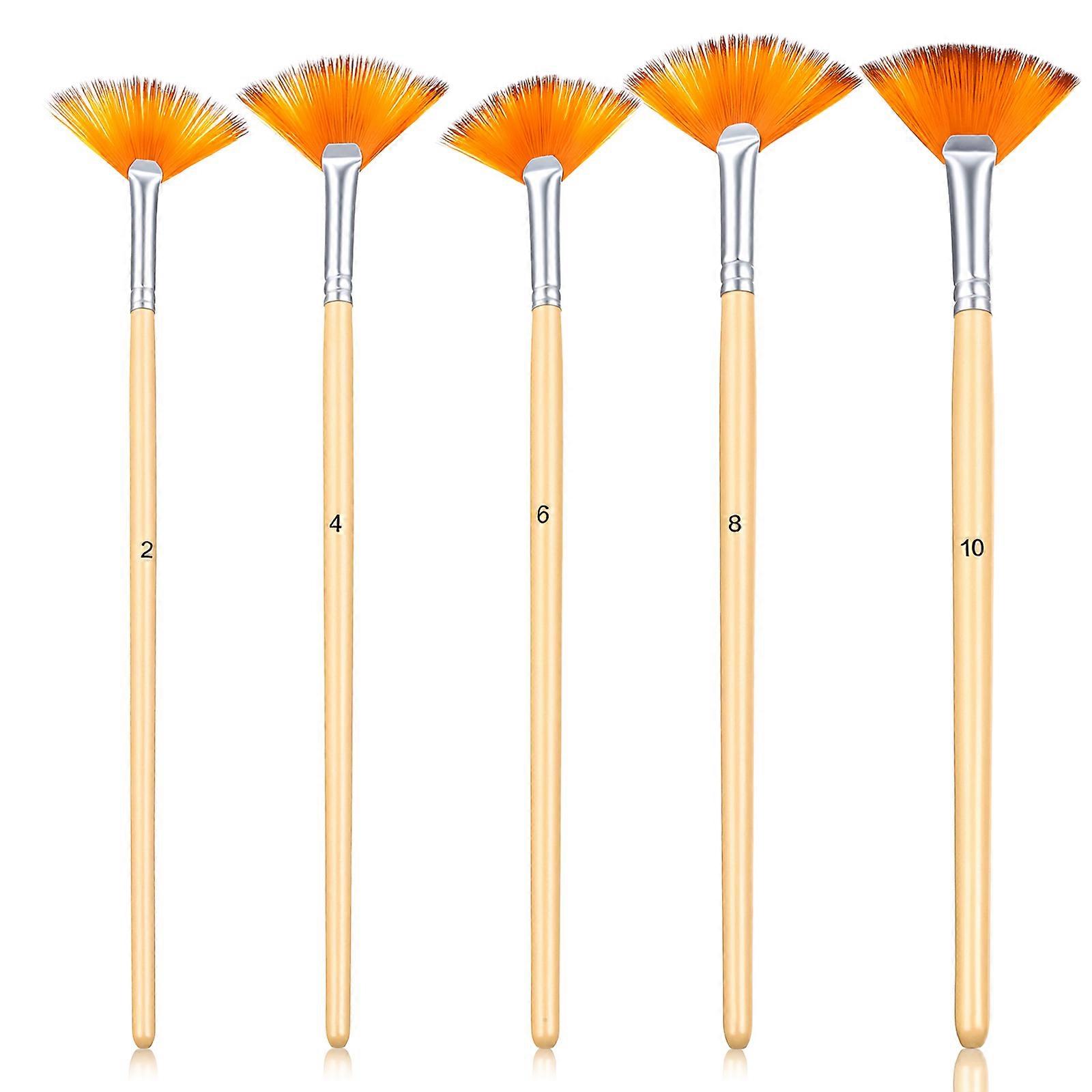 5Pcs Portable Paint Brushes Multi-function Fan Brushes Professional Watercolor Brushes
