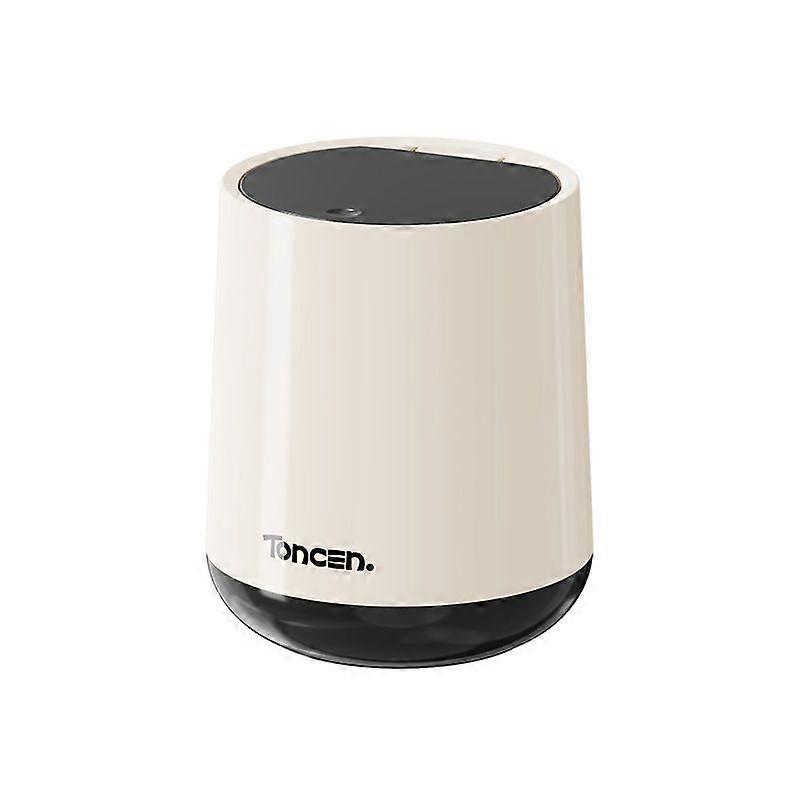Press-Type Desktop Trash Can with Lid, Compact White Bin