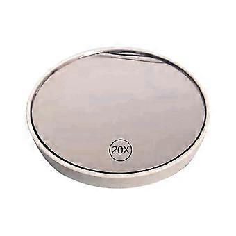Specchio cosmetico a ventosa con lente d'ingrandimento antiappannamento 20X con impugnatura, bianco