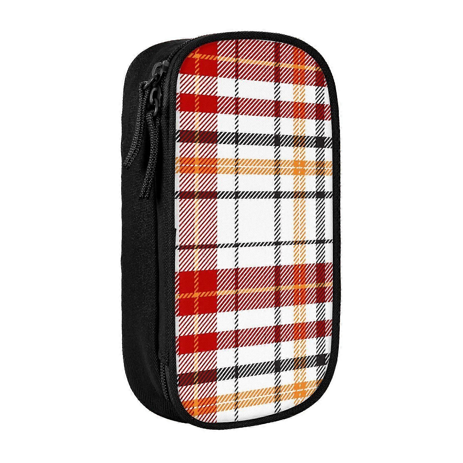 f1356 Large Storage Pencil Case, Scottish Red Check Pattern
