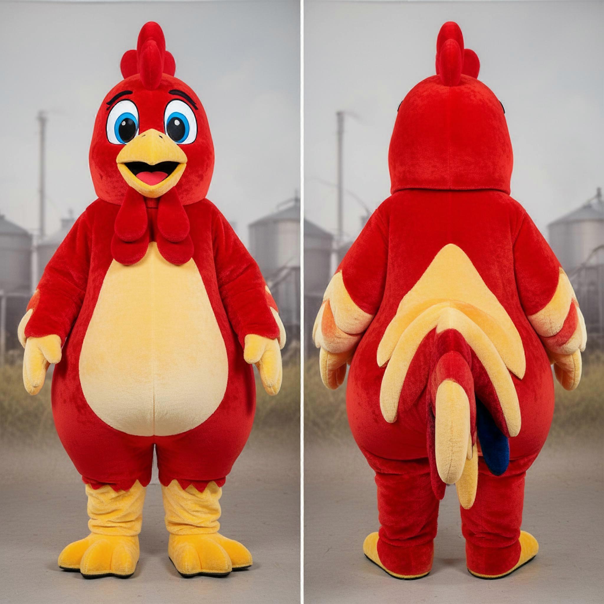 MASTICOT Crimson Velvety Rooster Mascot