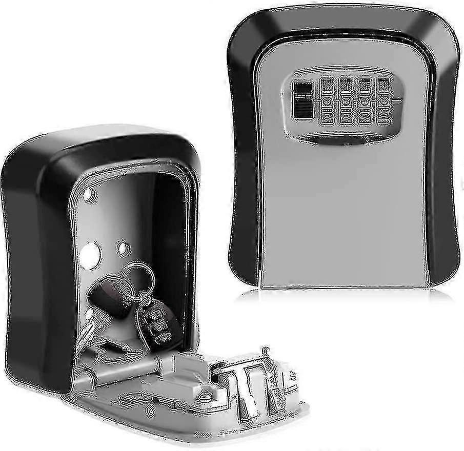 Key Lock Box 4 Digit Combination Wall Mount Key Safe Security Storage Box For