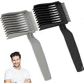 Frisørkam, Frisørkam, Buet positionskam, Frisør Fade Kamme til mænd, Salon Home, Professionelt hårstylingværktøj (sort + grå)