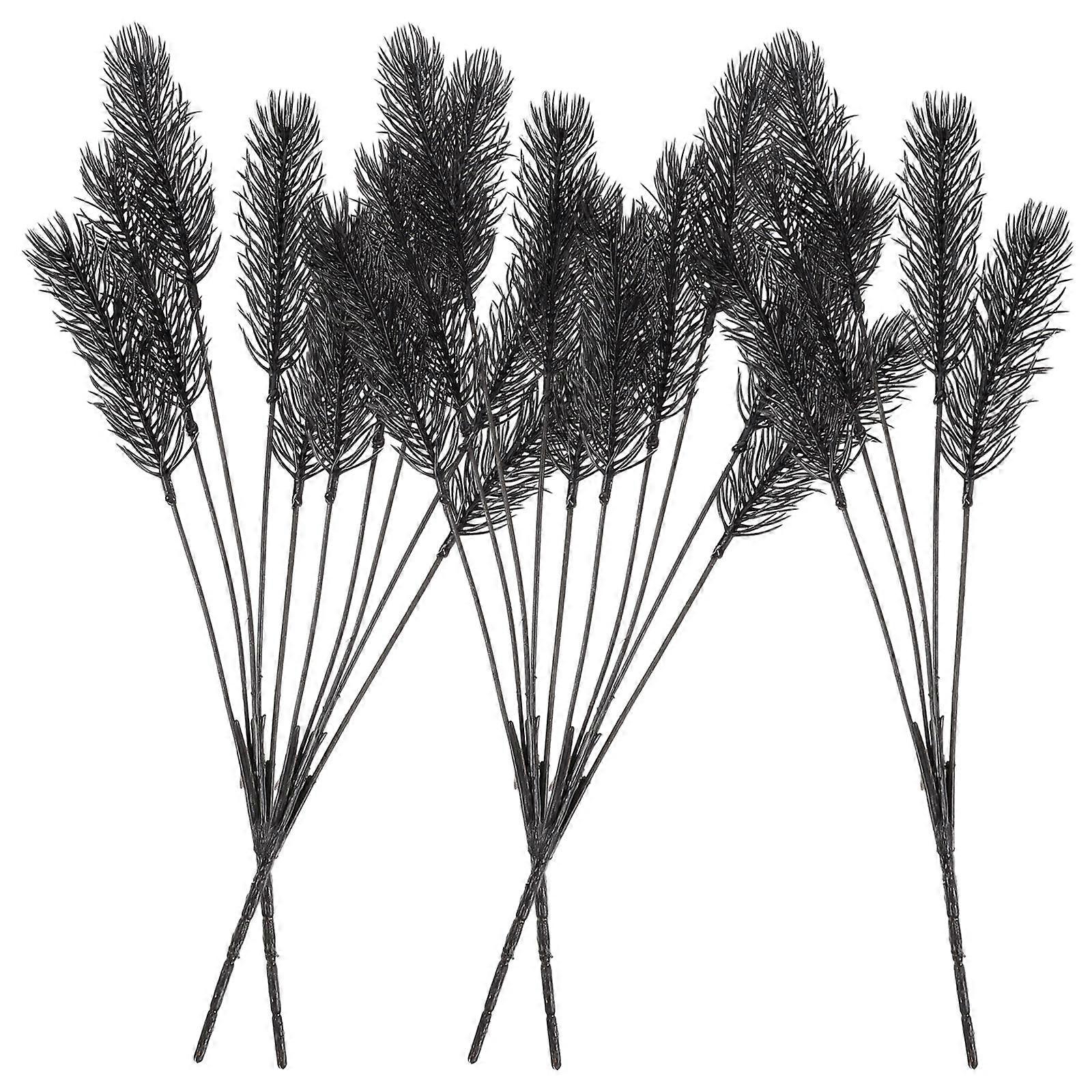 Black Simulated Pine Branches Artificial Needles for Decor 5Pcs Picks