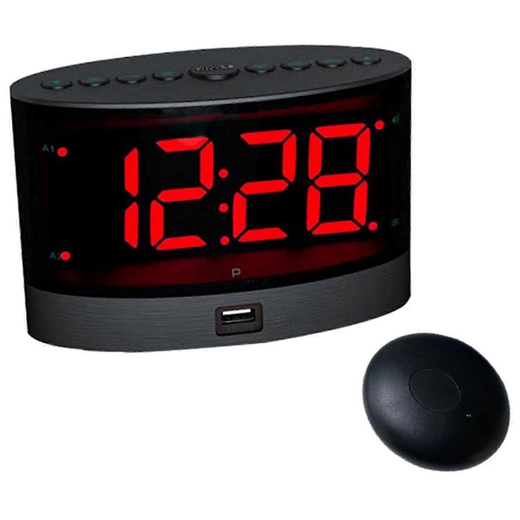 Extra Loud Vibrating Alarm Clock with Wireless Bed Shaker for Deaf