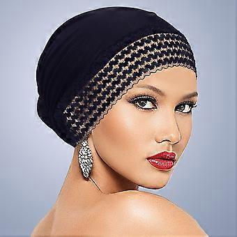 Solid Color Women's Turban, Fashionable Versatile Base Hat with Lace Trim, Toggle Closure, Lightweight All-Season Cap