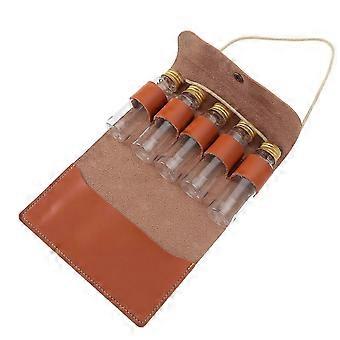 Camping Spice Bag Kit Portable Spice Bag with 5 Glass Jars for Bbq