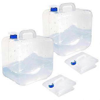 2.6 Gallon Foldable Water Container with Spigot, 2 Pack Portable Camping Water Storage Jug & Canteen Tank