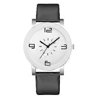 Modische Legierungsuhr Rundes Zifferblatt Analoganzeige Quarz Armbanduhr (Schwarz)