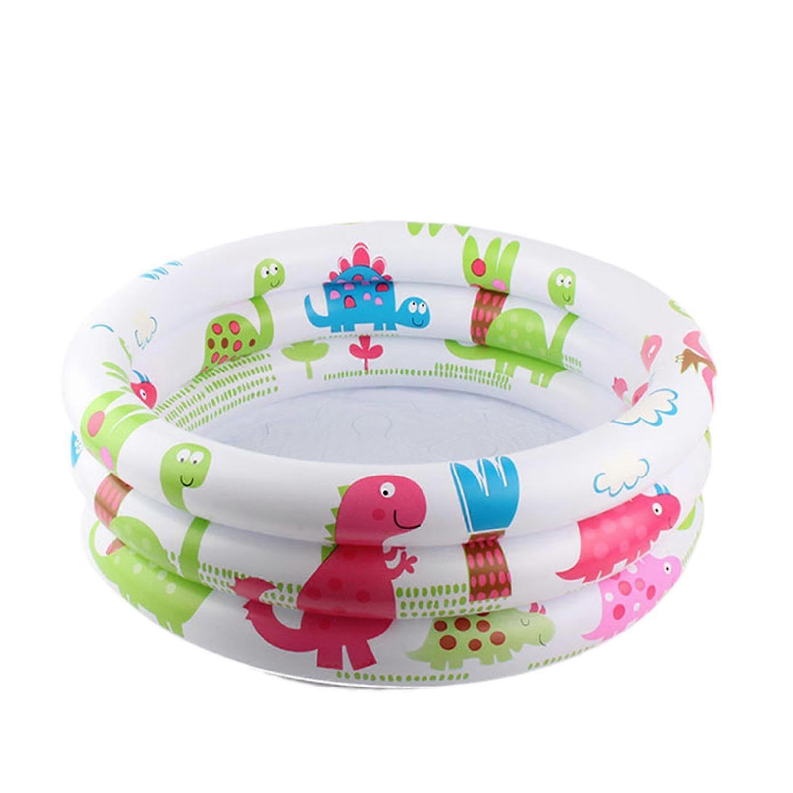 Inflatable Kiddie Pool 90cm Dinosaur Shape Kids Backyard Splash Pool Quick Setup Easy Drain
