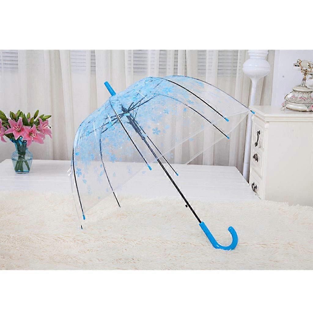 Clear Bubble Dome Umbrella with Floral Pattern, Full Coverage Clear Canopy, OneHand Quick Open