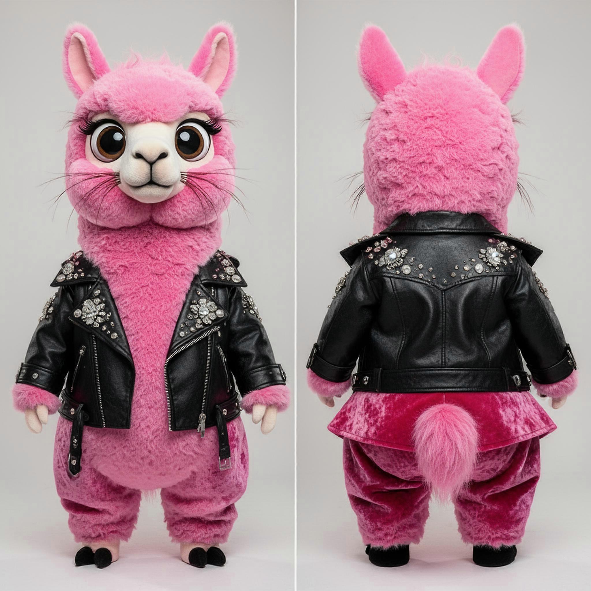 MASTICOT Pink Biker Alpaca Mascot