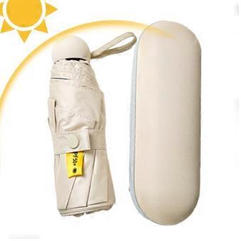 Compact Travel Umbrella Cream White Manual Folding UV Blocking Windproof Waterproof Mini Purse Umbrella for Women