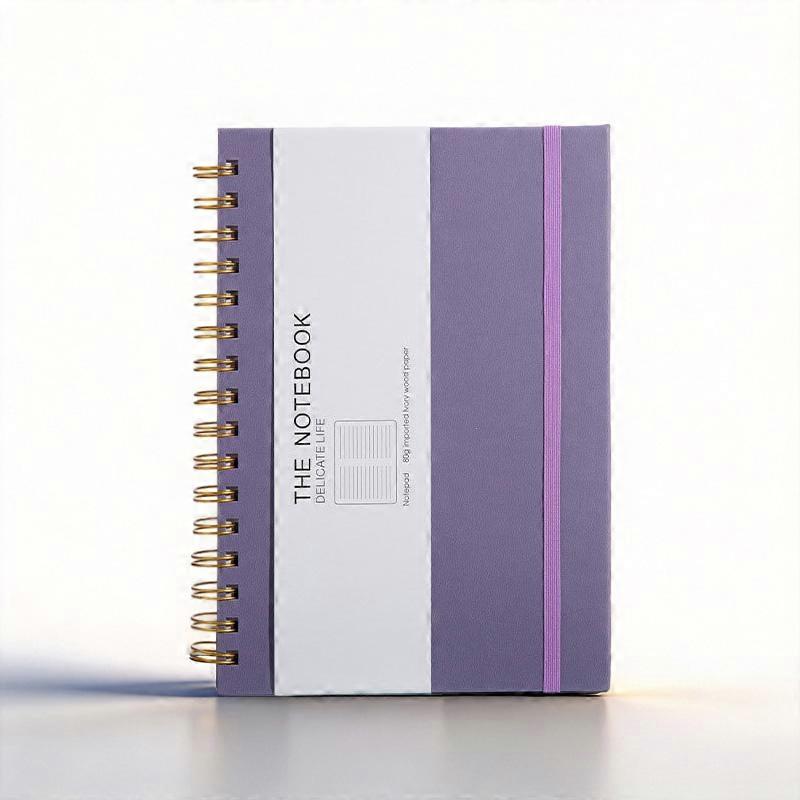 Noteory 200-Page Thick Leather-Bound Spiral-Bound Notebook (Purple)Convenient Notebook For Office And Study