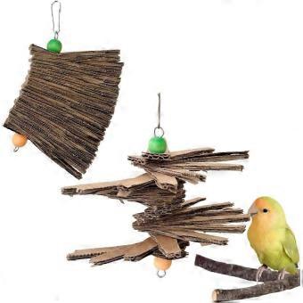 RUIYUE 2PCS Bird Shredding Toys Natural Cardboard Hanging Chew Toy for Small Parrots Budgies Conures Cockatiels sl