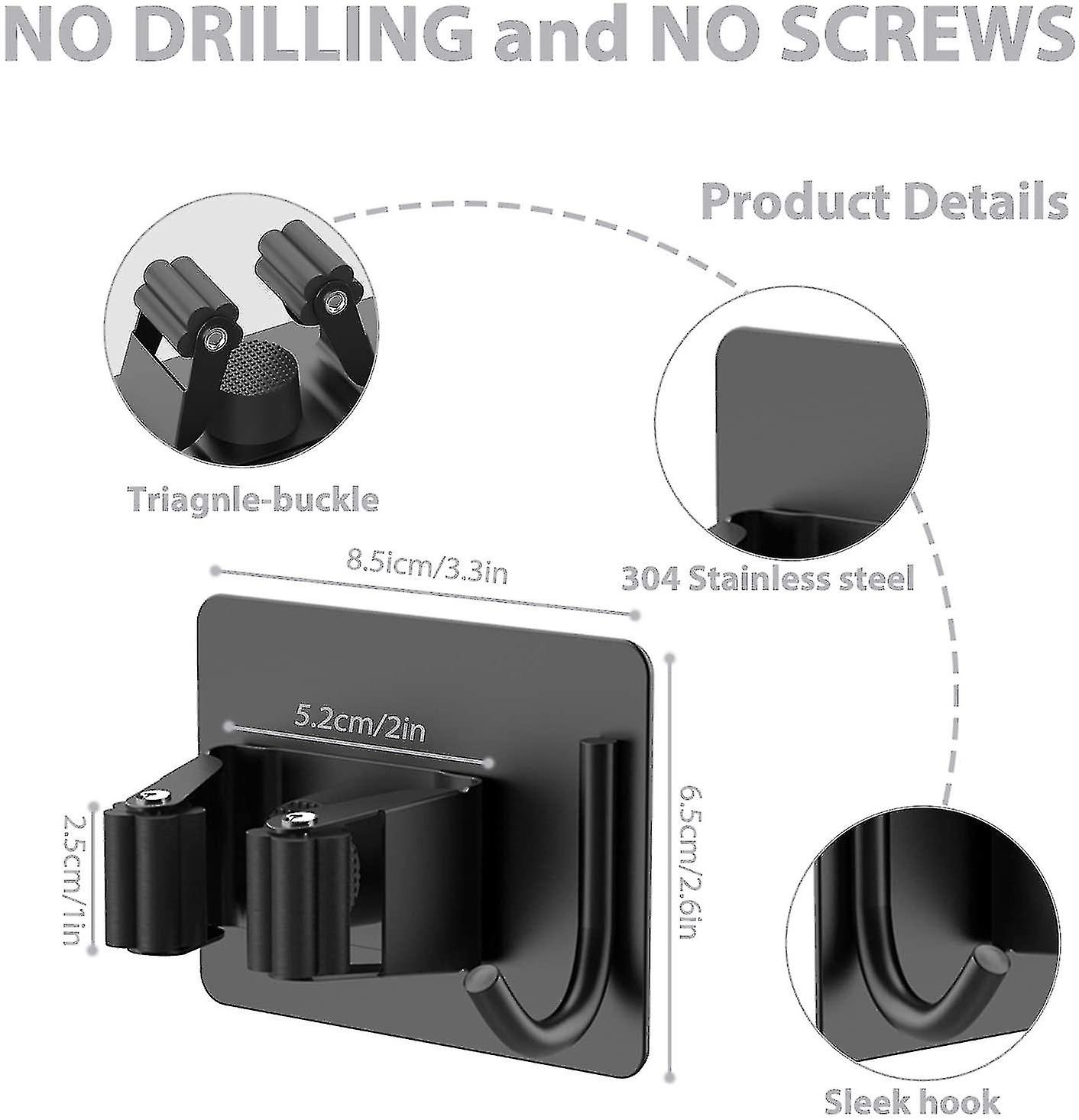 4 Pieces B H, Mounted B H No Ing, Mop H With Hooks Compatible With Kit Bath En Blac