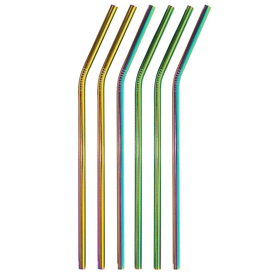 6x metal curvo Palha-arco-íris