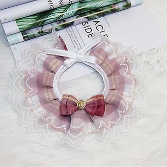 Pet Decoration Collar Jk Plaid Lace Bow Tie Necklace Scarf Saliva Towel Pet Neck Accessories